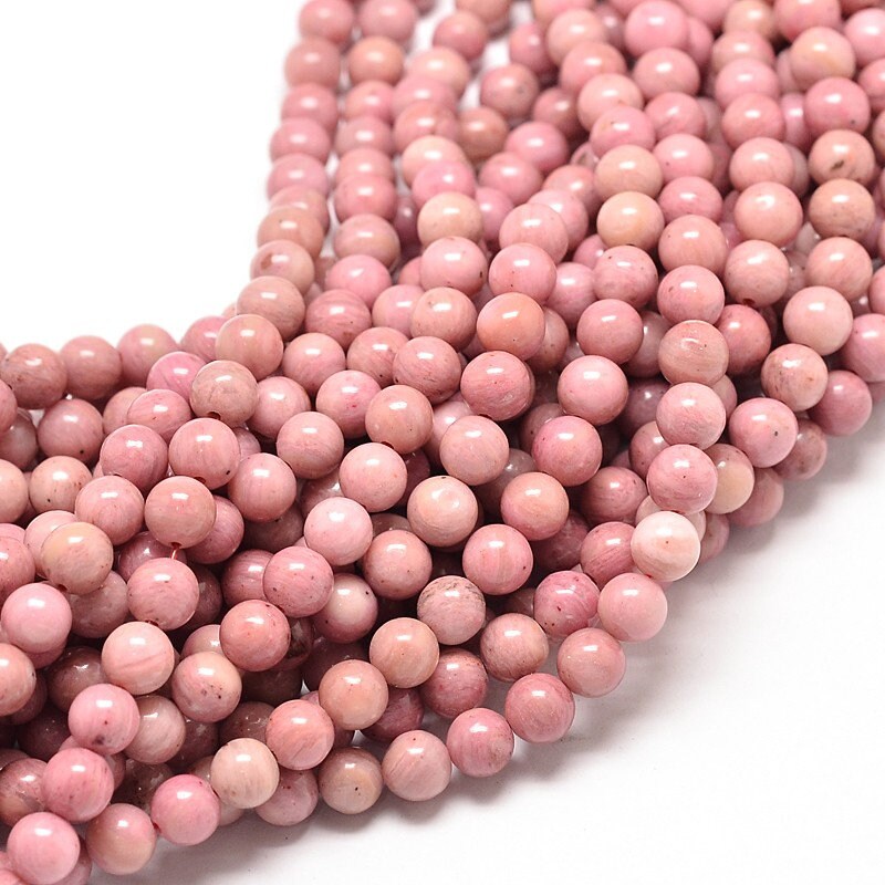 3 sizes, 4mm, 6mm, 8mm natural pink rhodochrosite beads, round, hole 1mm