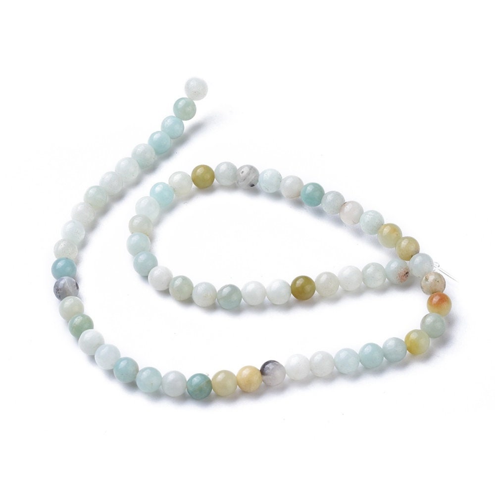1 x strand 8mm natural undyed flower Amazonite beads, round, drilled with 1mm hole, approximately 45 beads per strand