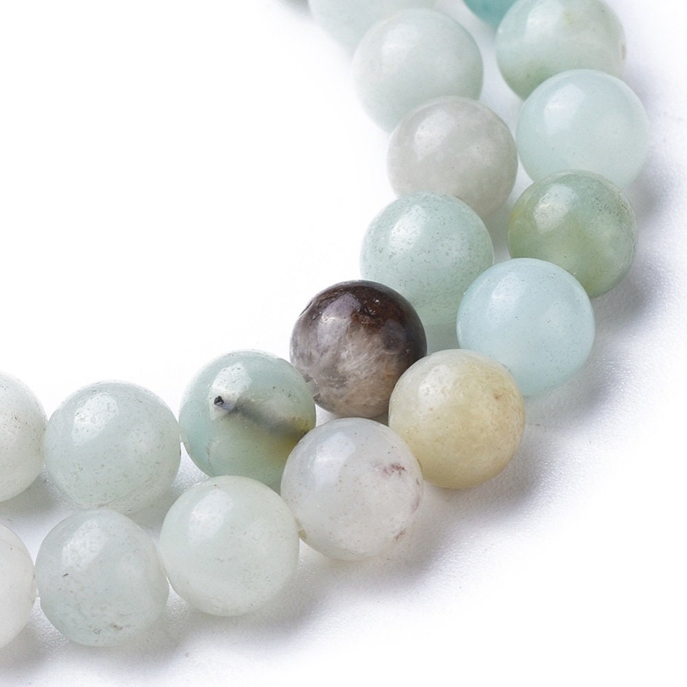 1 x strand 8mm natural undyed flower Amazonite beads, round, drilled with 1mm hole, approximately 45 beads per strand