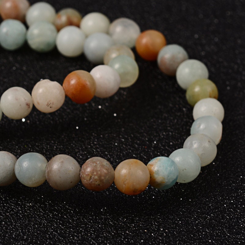 1 x strand 8mm natural undyed flower Amazonite beads, round, drilled with 1mm hole, approximately 45 beads per strand