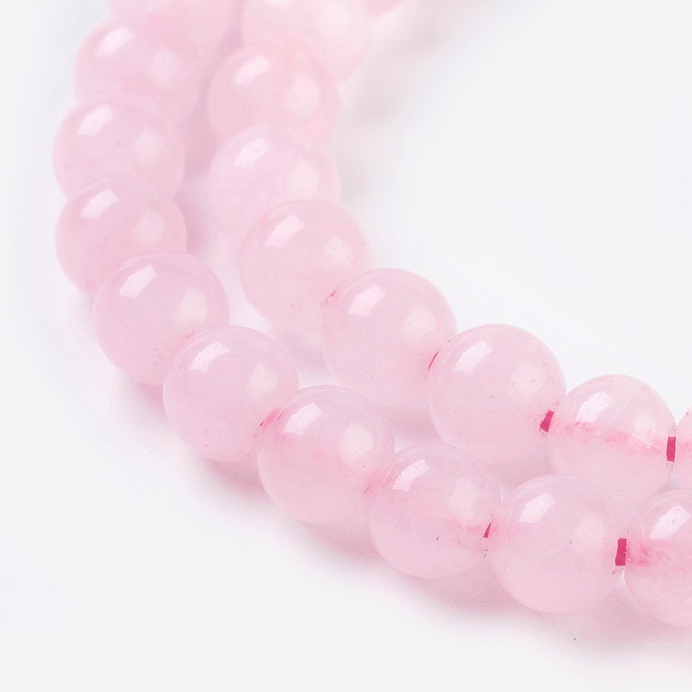 30 x natural undyed rose quartz beads, round, 6mm, drilled, hole approximately 1mm