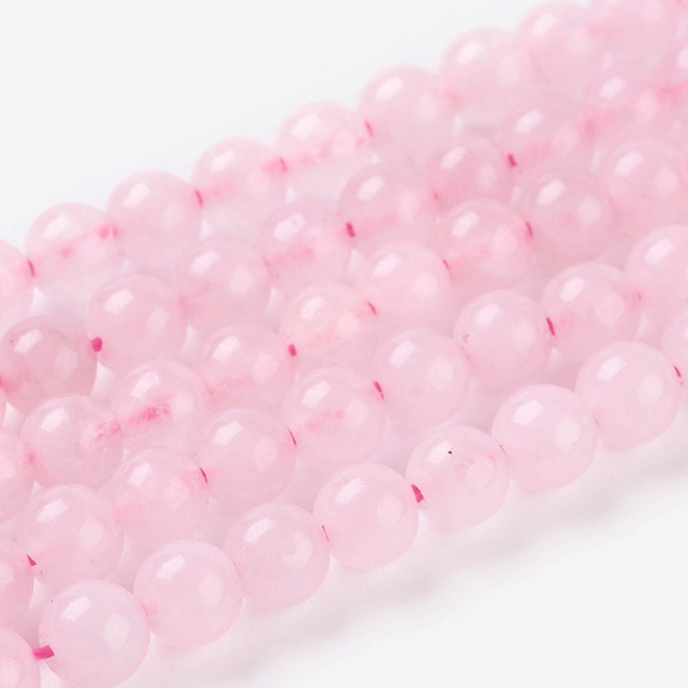 30 x natural undyed rose quartz beads, round, 6mm, drilled, hole approximately 1mm