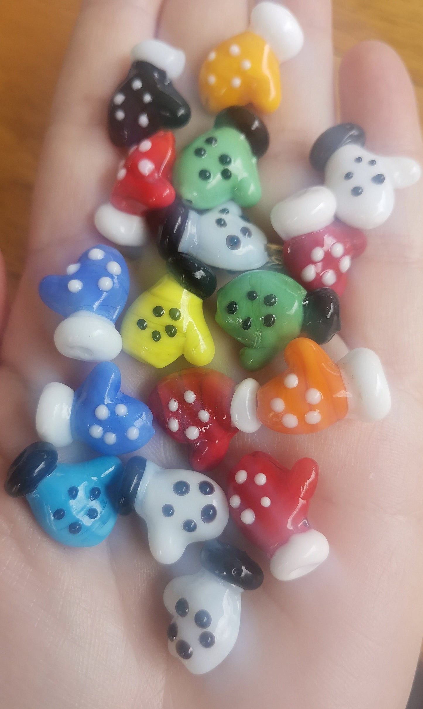 20 x any colour combination lampwork glass Christmas/holiday season gloves mittens beads, approx 18 - 19mm long, drilled