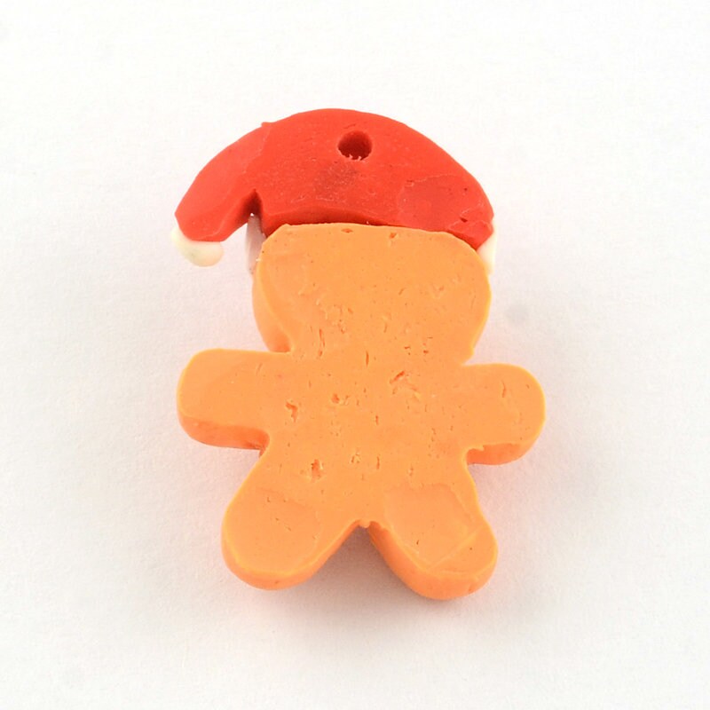 5 x handmade gingerbread men polymer clay pendants, Christmas, Holidays, approximately 27x19x7mm, hole: 1mm