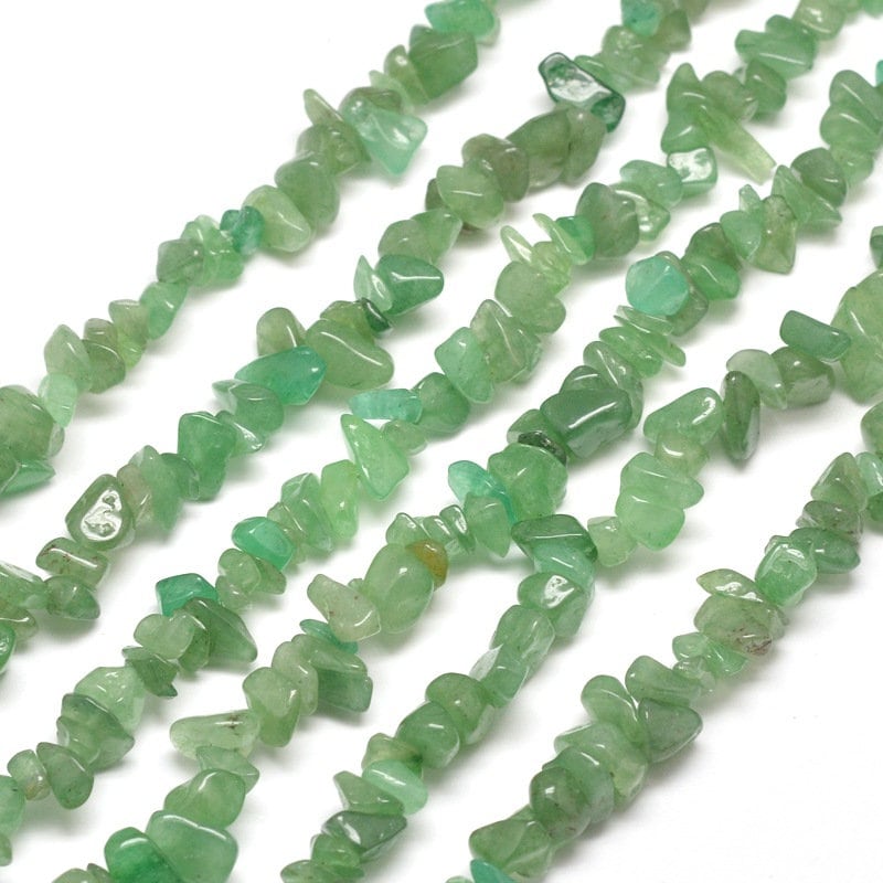 Strand 230 green aventurine chip beads, 5~8x5~8mm, drilled with 1mm hole (approx), strand approximately 31.5 inches