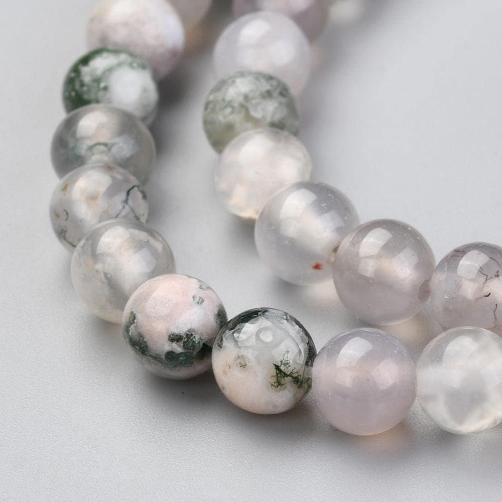 60 x 6mm round natural undyed tree agate beads, grade A, 6mm, hole 1.2mm