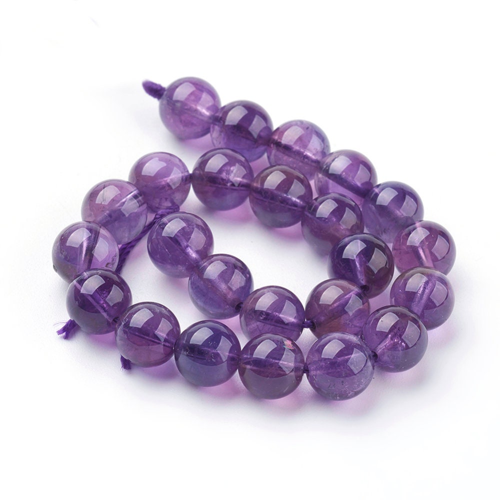 4 sizes, 4mm, 6mm, 8mm, 10mm natural undyed polished purple round amethyst beads