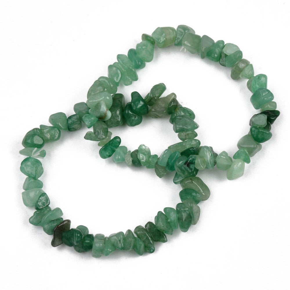 Natural green polished aventurine chip stretch elastic bracelet, inner diameter approximately 4.5cm