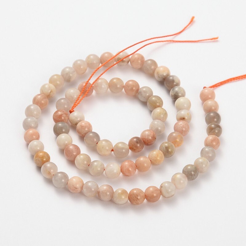 60 x 6mm sunstone beads, round, natural, undyed, grade A, hole approximately 1mm