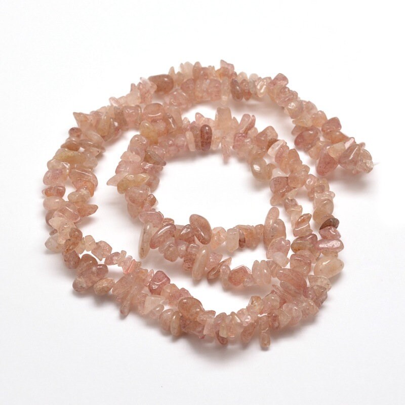 Strand 260 strawberry quartz chip beads, pale pink, 5~8x5~8mm, drilled approx 1mm hole