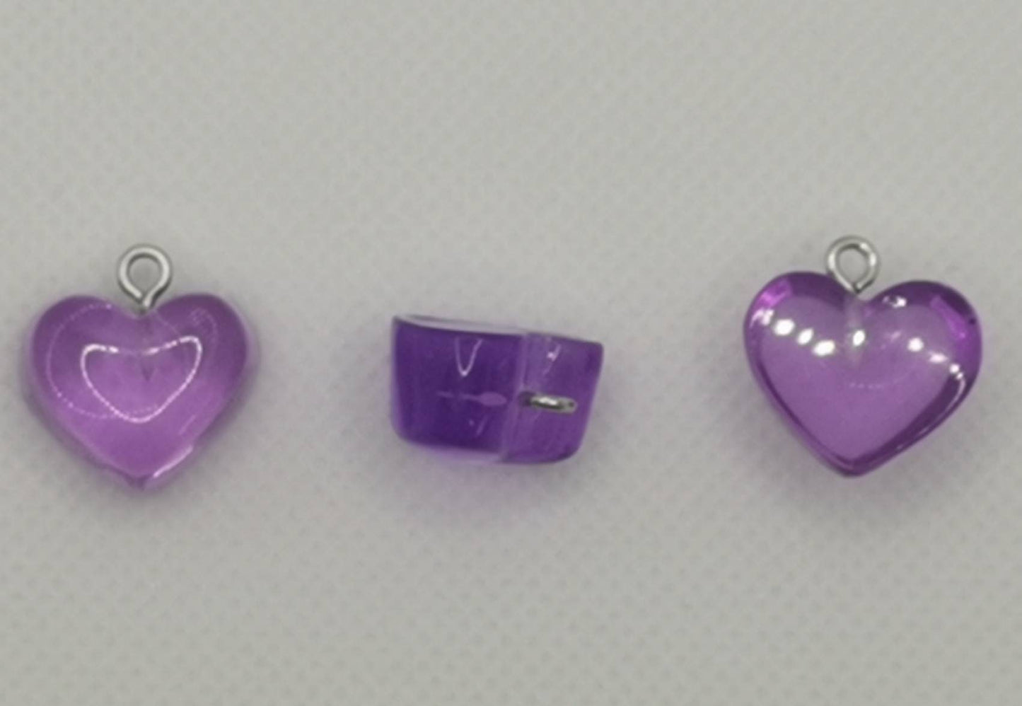5 x resin heart pendants, translucent, silver tone loop, various colours, approximately 16.5mm x 17mm x 9.5mm, hole approx 1.8mm