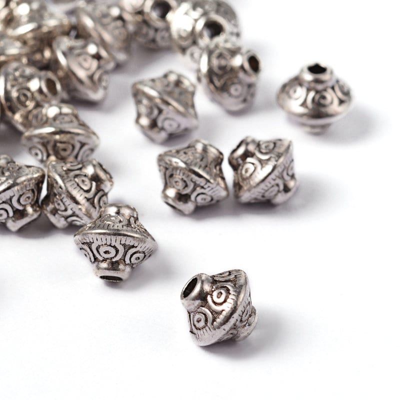 Tibetan Style spacer beads, Antique Silver colour, 5.4x6.3mm, hole: 1mm