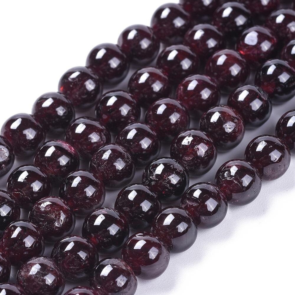 2 sizes, 6mm 8mm, strand natural garnet gemstone beads, round, hole approximately 1mm