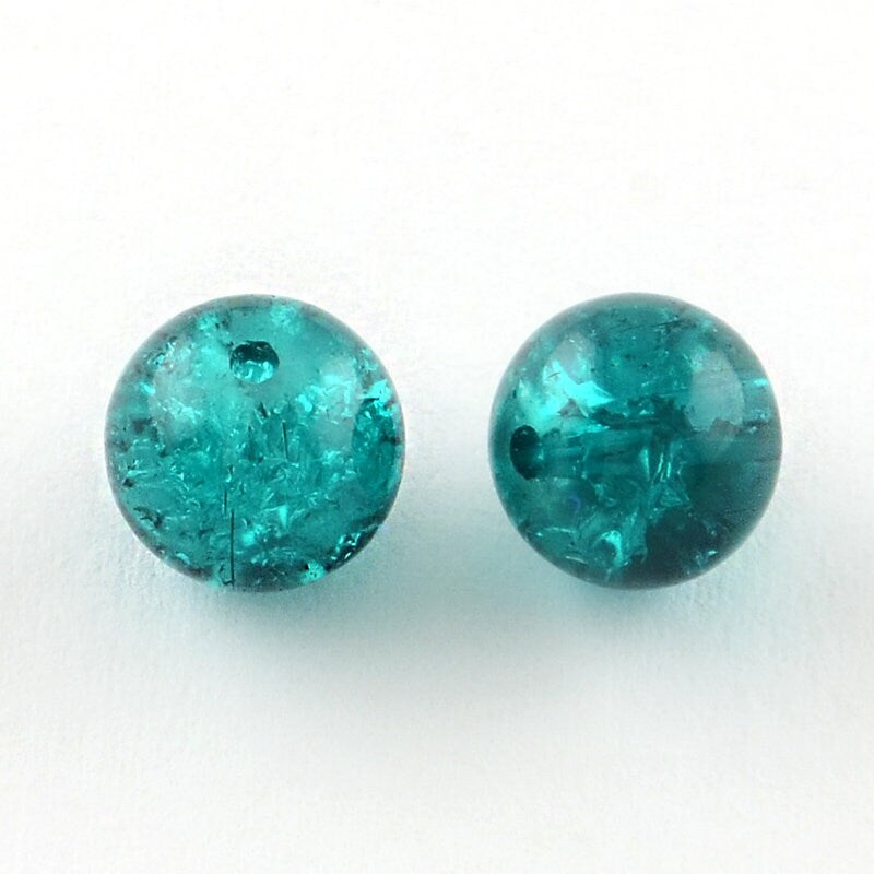 100 tiny crackle glass beads, drilled, transparent, round, mixed colours, approximately 4mm, hole approximately 1mm