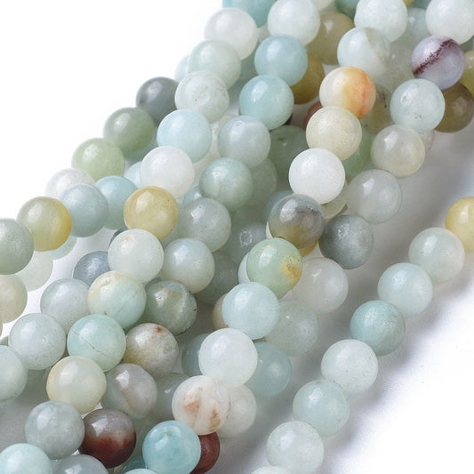 1 x strand 8mm natural undyed flower Amazonite beads, round, drilled with 1mm hole, approximately 45 beads per strand