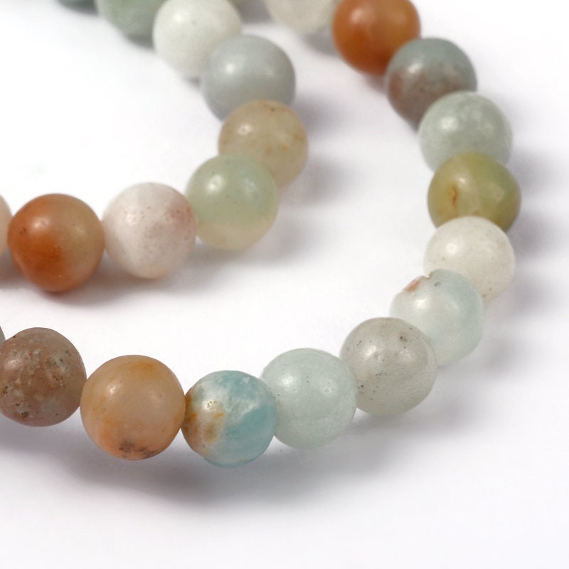 1 x strand 8mm natural undyed flower Amazonite beads, round, drilled with 1mm hole, approximately 45 beads per strand