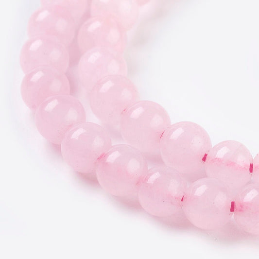 24 x natural undyed rose quartz beads, round, 8mm, drilled, hole approximately 1mm