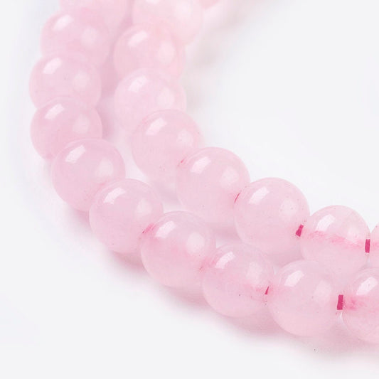 30 x natural undyed rose quartz beads, round, 6mm, drilled, hole approximately 1mm