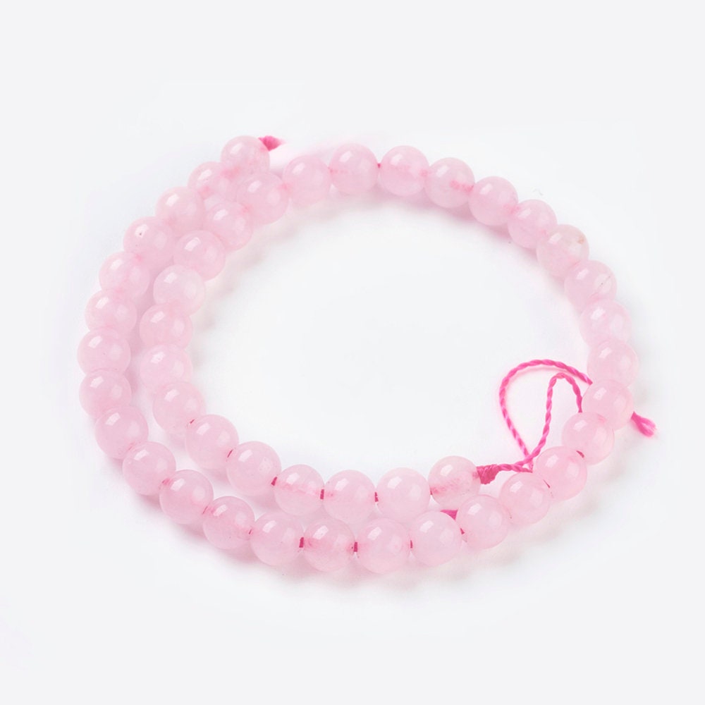 45 x natural undyed rose quartz beads, round, 4mm, drilled, hole approximately 1mm