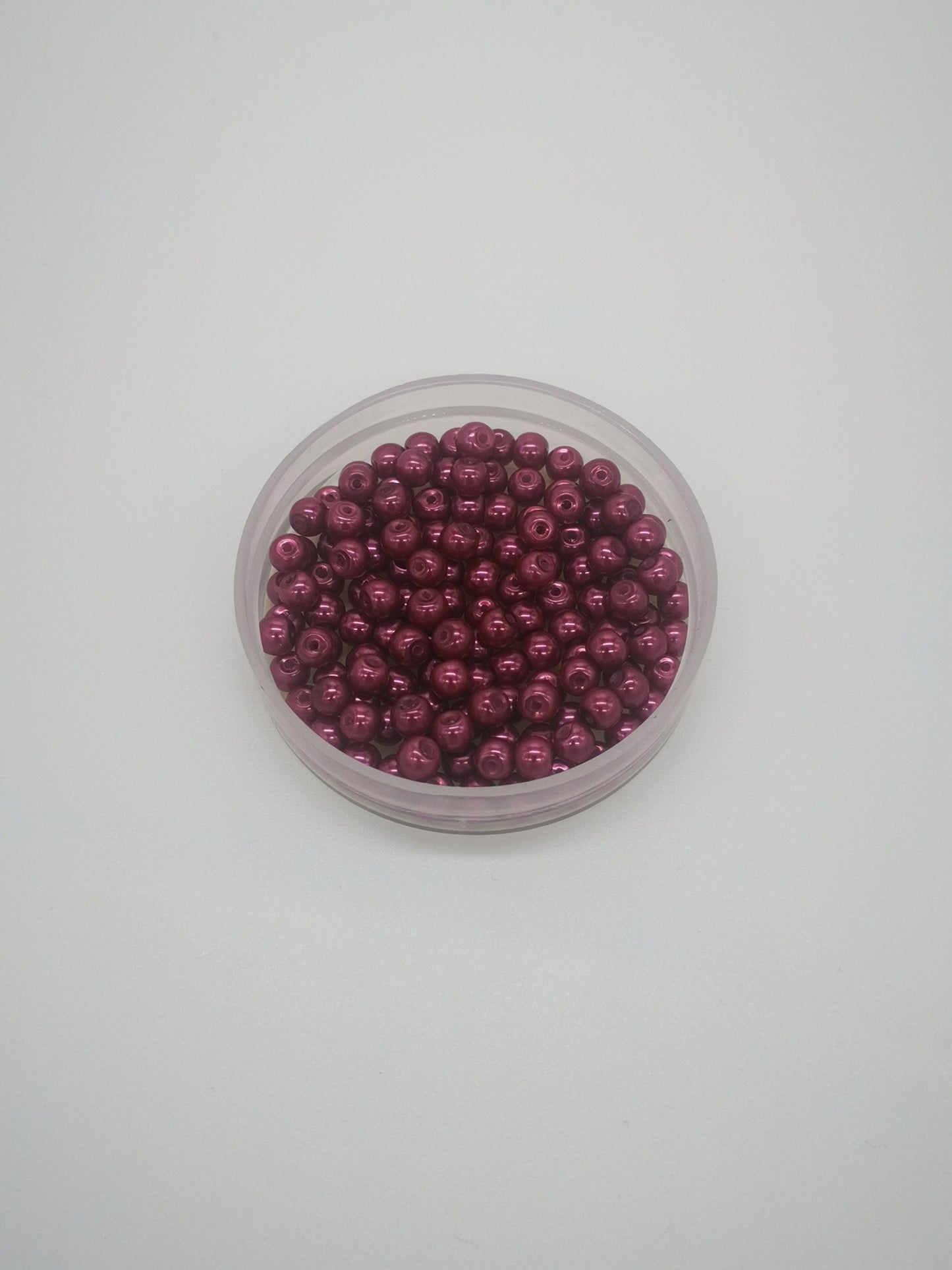 100 x tiny 4mm glass pearl beads, satin finish, dark pink, green, cream, dark blue, dark purple, drilled, hole approximately 0.8mm