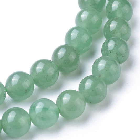 4mm, 6mm, 8mm natural undyed polished green round aventurine beads