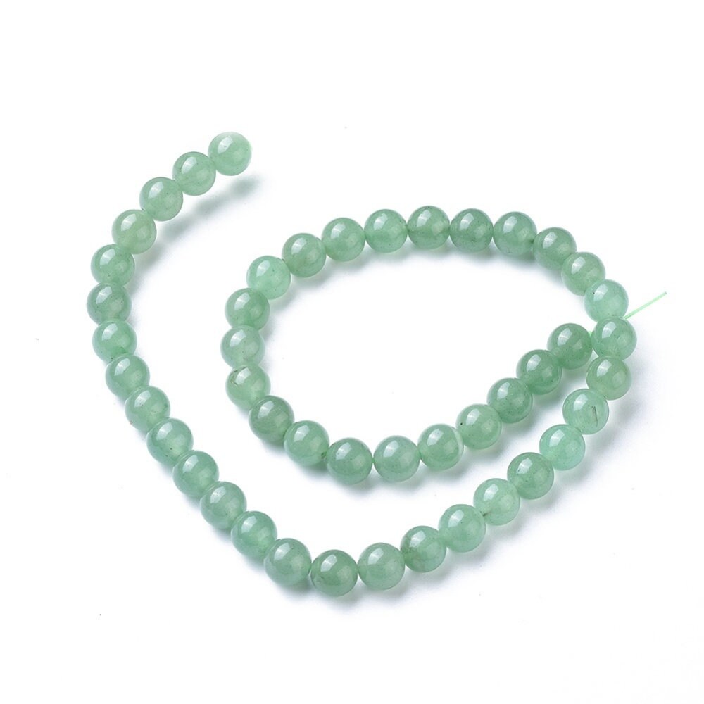 4mm, 6mm, 8mm natural undyed polished green round aventurine beads
