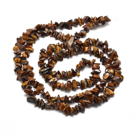 Strand 230 tiger eye chip beads, 5~8x5~8mm, drilled with 1mm hole (approx), strand approximately 31.5 inches