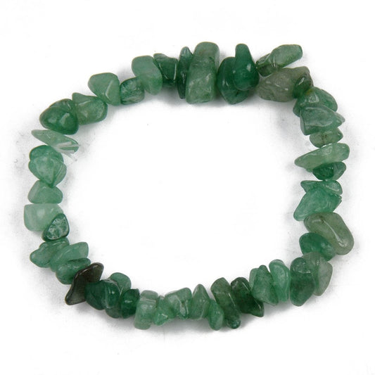 Natural green polished aventurine chip stretch elastic bracelet, inner diameter approximately 4.5cm