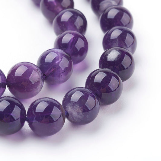 4 sizes, 4mm, 6mm, 8mm, 10mm natural undyed polished purple round amethyst beads