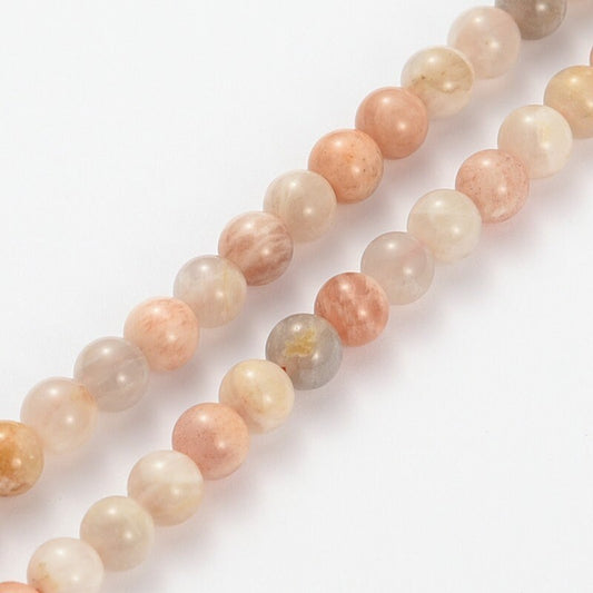 60 x 6mm sunstone beads, round, natural, undyed, grade A, hole approximately 1mm