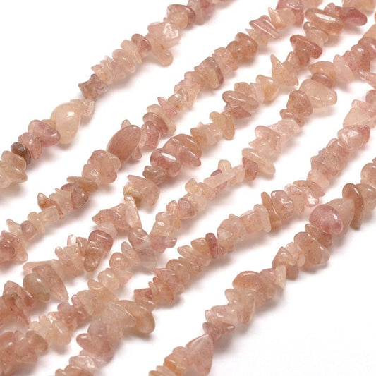 Strand 260 strawberry quartz chip beads, pale pink, 5~8x5~8mm, drilled approx 1mm hole