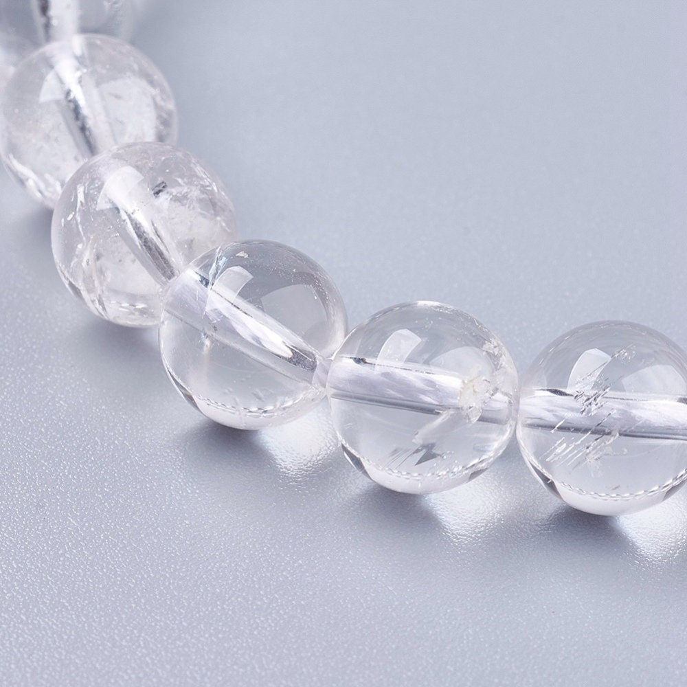 2 sizes 6mm 8mm polished natural clear quartz round beads, grade A, drilled 1mm hole