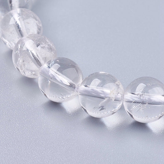 2 sizes 6mm 8mm polished natural clear quartz round beads, grade A, drilled 1mm hole