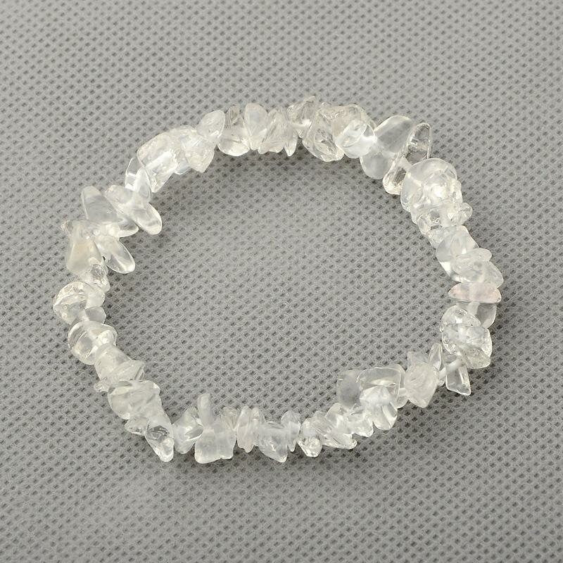 Natural clear quartz chip stretch elastic bracelet, inner diameter approximately 4.5cm