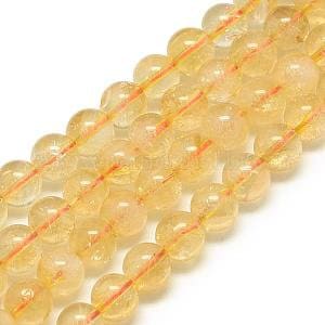 6mm round natural undyed citrine beads, grade A, 1 x strand (approx 62 beads)
