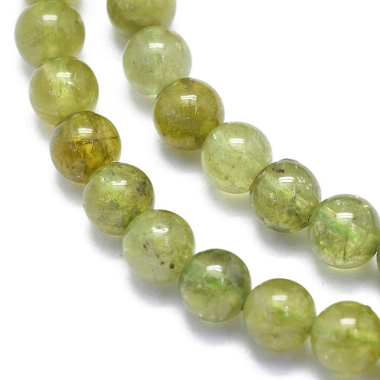 6mm natural undyed green garnet bead strand, approximately 63 beads, round, hole approximately 0.8mm