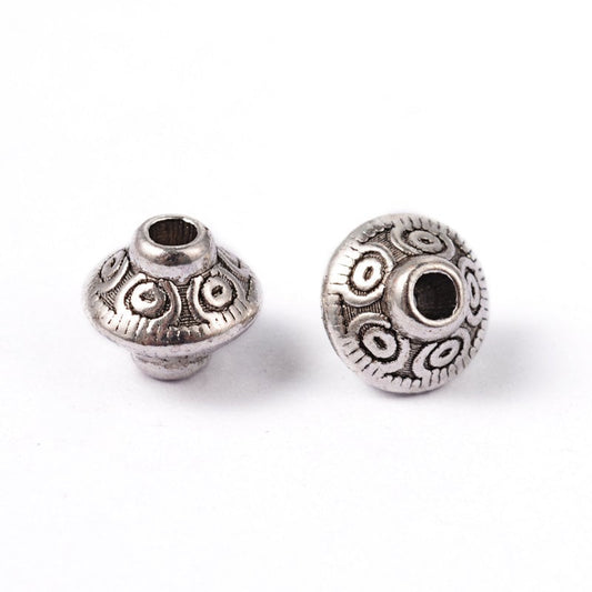 Tibetan Style spacer beads, Antique Silver colour, 5.4x6.3mm, hole: 1mm