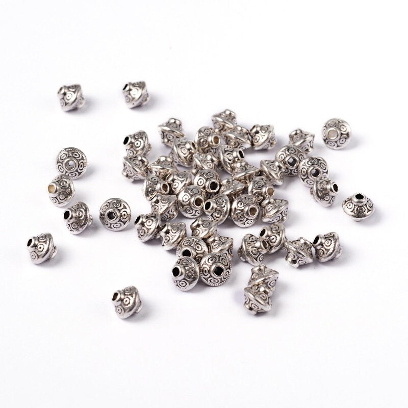 Tibetan Style spacer beads, Antique Silver colour, 5.4x6.3mm, hole: 1mm